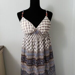 NWT Blue & white boho summer dress size XL stretch vacation resort festival